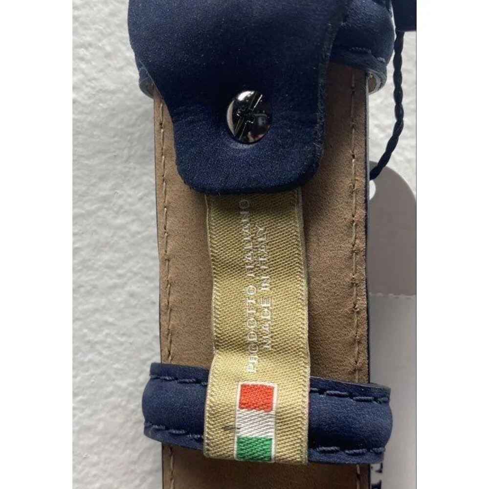 Prevedoni Bellagio Blue Leather Belt - Made in Italy - Pristine Size 46 / 115cm
